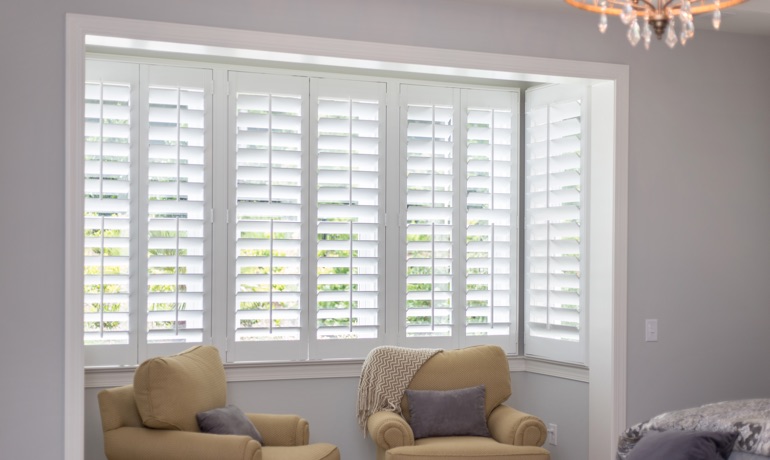 Plantation shutters in San Diego corner